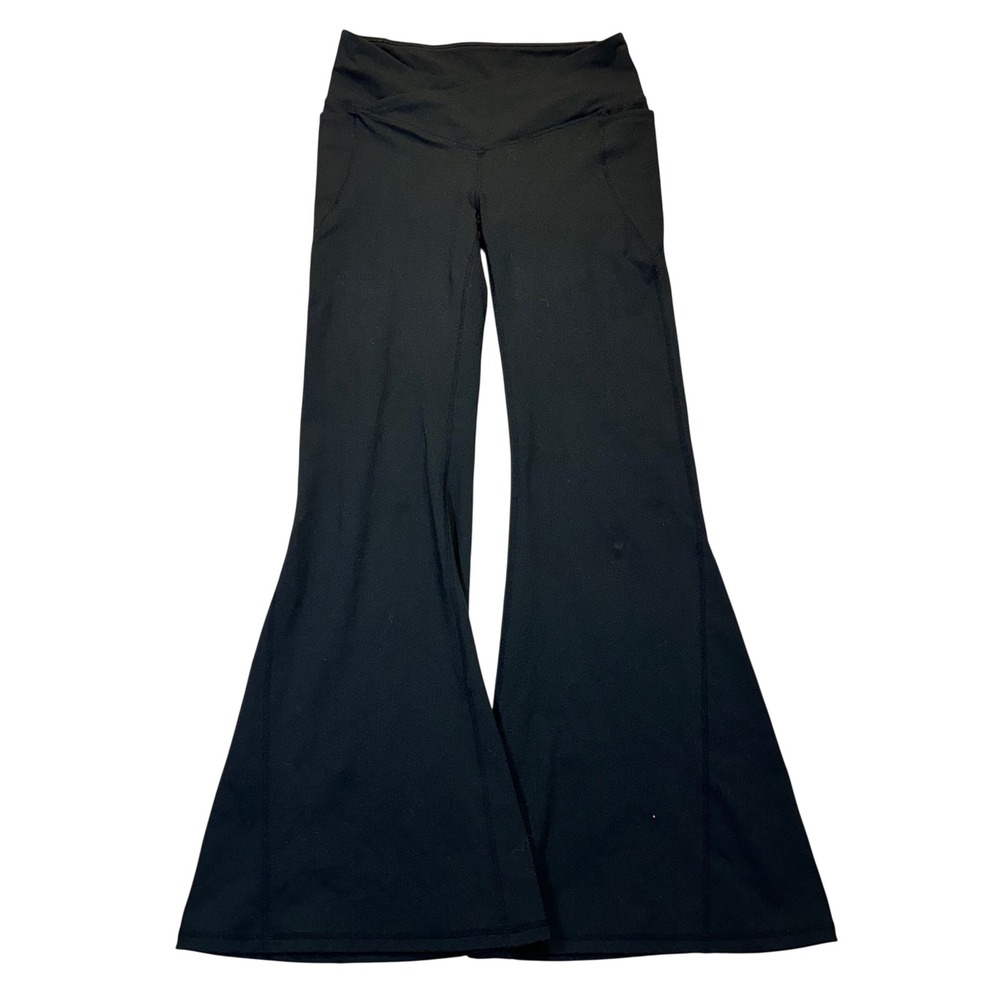 Fabletics PureLuxe Flare Leggings Women Medium Black Crossover Yoga Athleisure‎